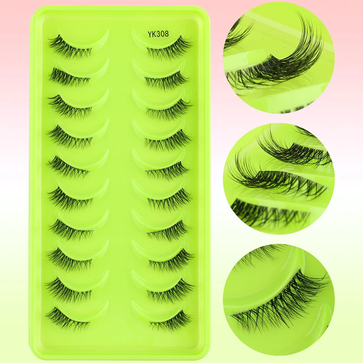 YSDO 10 أزواج نصف جلدة طبيعية طويلة فو ثلاثية الأبعاد رموش بالمنك Wispy رقيق القط الرموش الصناعية ماكياج رمش تمديد أدوات