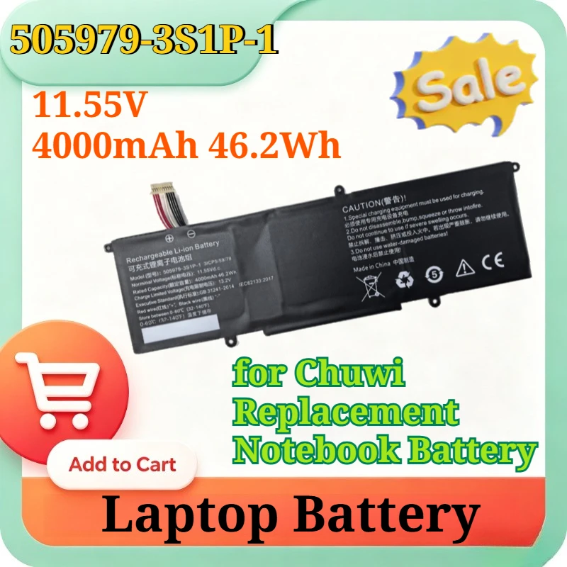 

505979-3S1P-1/3S1P 5059B4-2S-1/2S/2S1P 11.55/7.6V 4000/5000mAh 46.2/38Wh Laptop Battery for Chuwi Replacement Notebook Battery