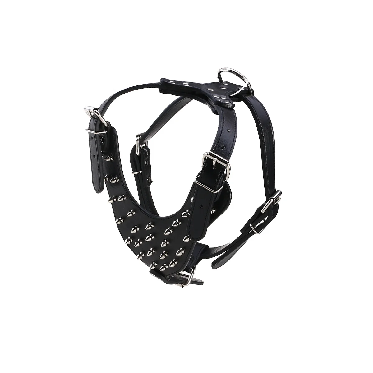 

Black Spike PU Dog Harness Chest 65-85cm Neck 42-65cm Comfortable Secure for Running Terrier PU Dog Harness