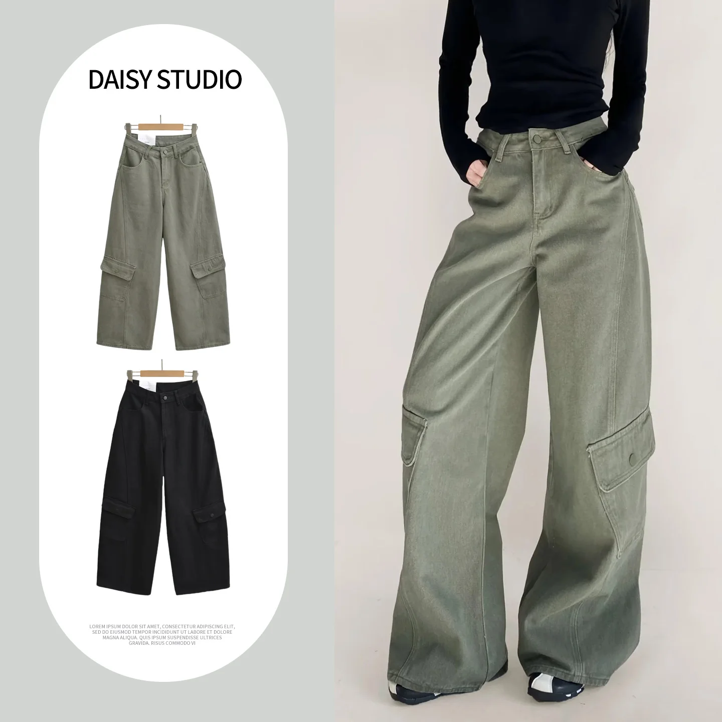 

Spring New Women's Loose Fit Slimming Zipper Low Waist Wide Leg Workwear Denim Trousers Faionable Ladies Jeans Casual Sle