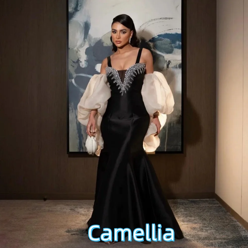 

Customized Exquisite Beading Evening Dress Charming Spaghetti Strap Prom Dress Sexy V Neck Party Gown فساتين سهرة فخمة 2025