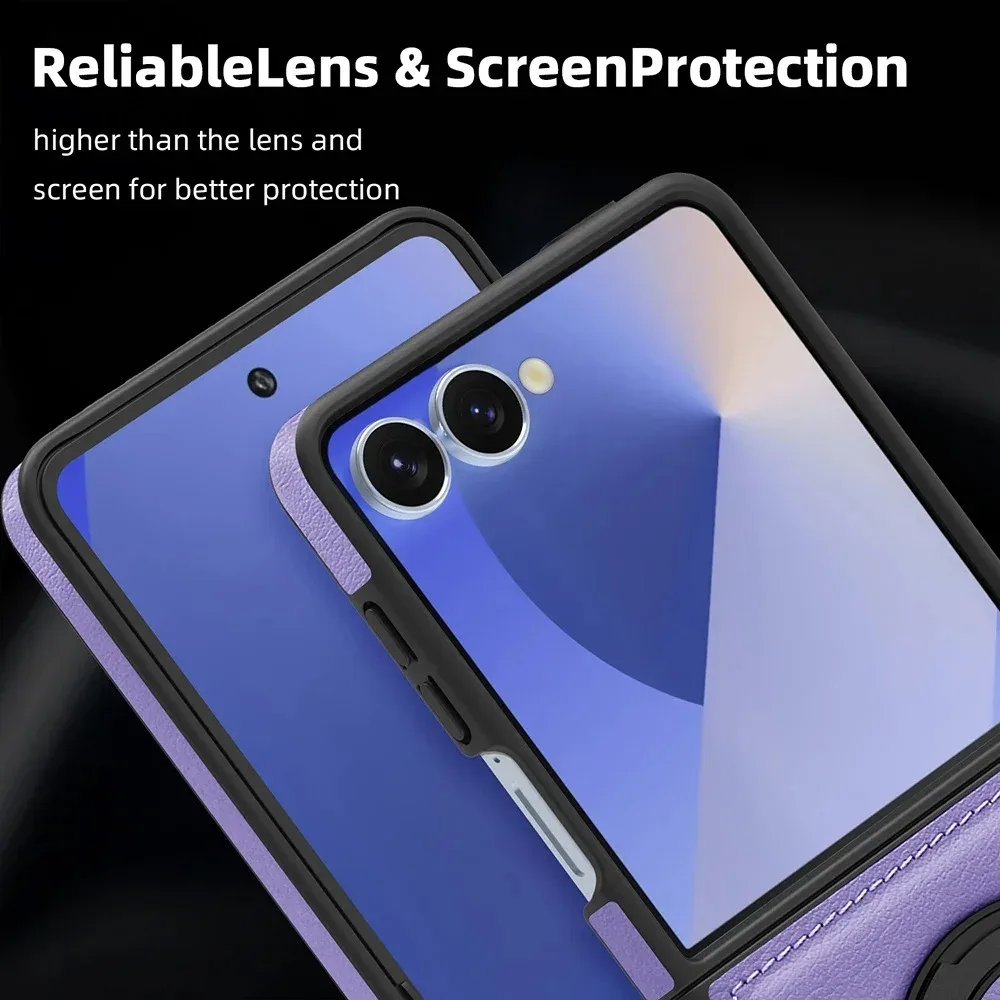 Высококачественный кожаный чехол-подставка для телефона с деловой подставкой для Samsung Galaxy Z Flip 7 6 5 4 3, защитный чехол с магнитным держателем на задней панели