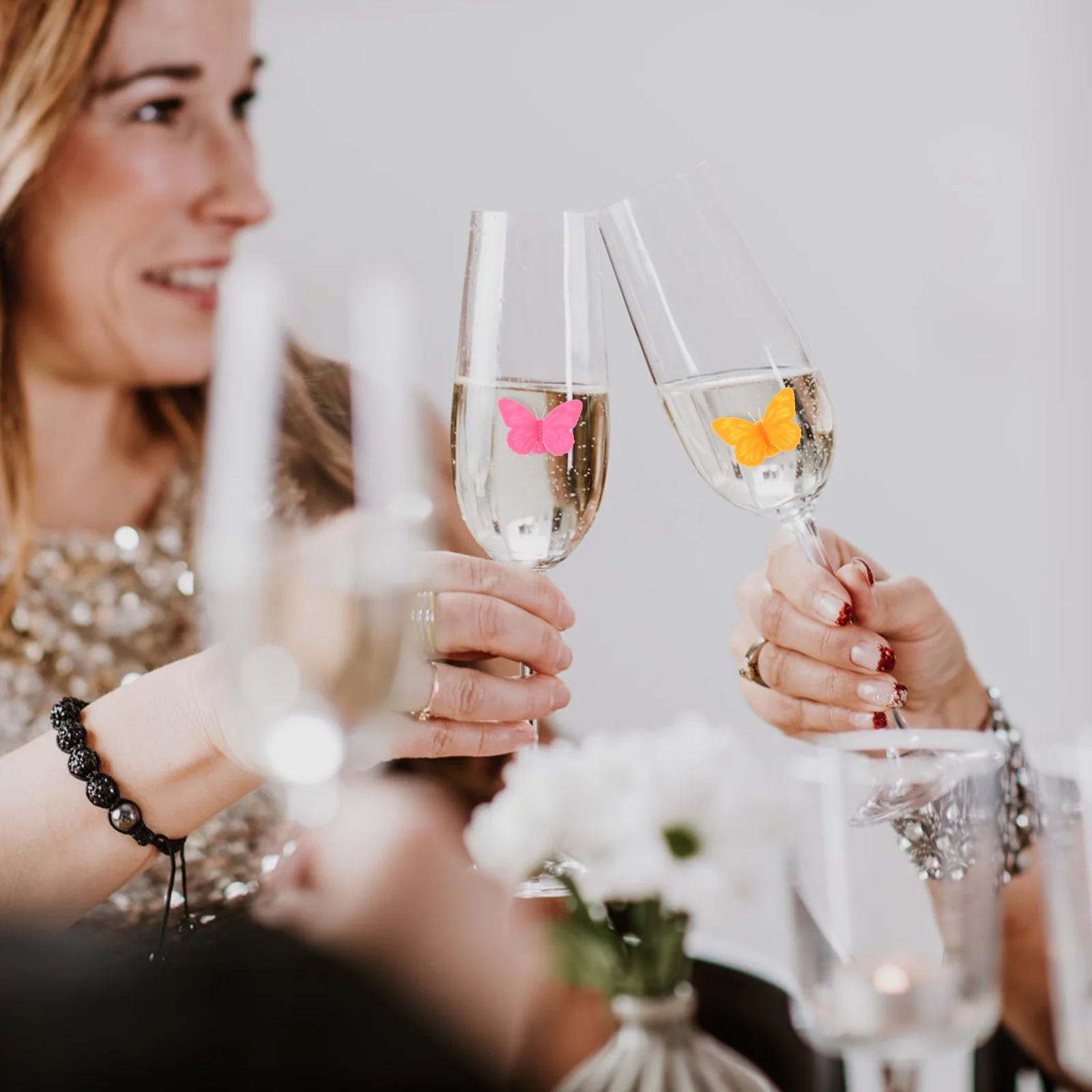 12 قطعة من علامات كأس النبيذ المصنوعة من السيليكون الفاخر، ديكورات زجاجية إبداعية لمختلف الأطراف، علامات كأس النبيذ، أدوات تحديد الزجاج #1