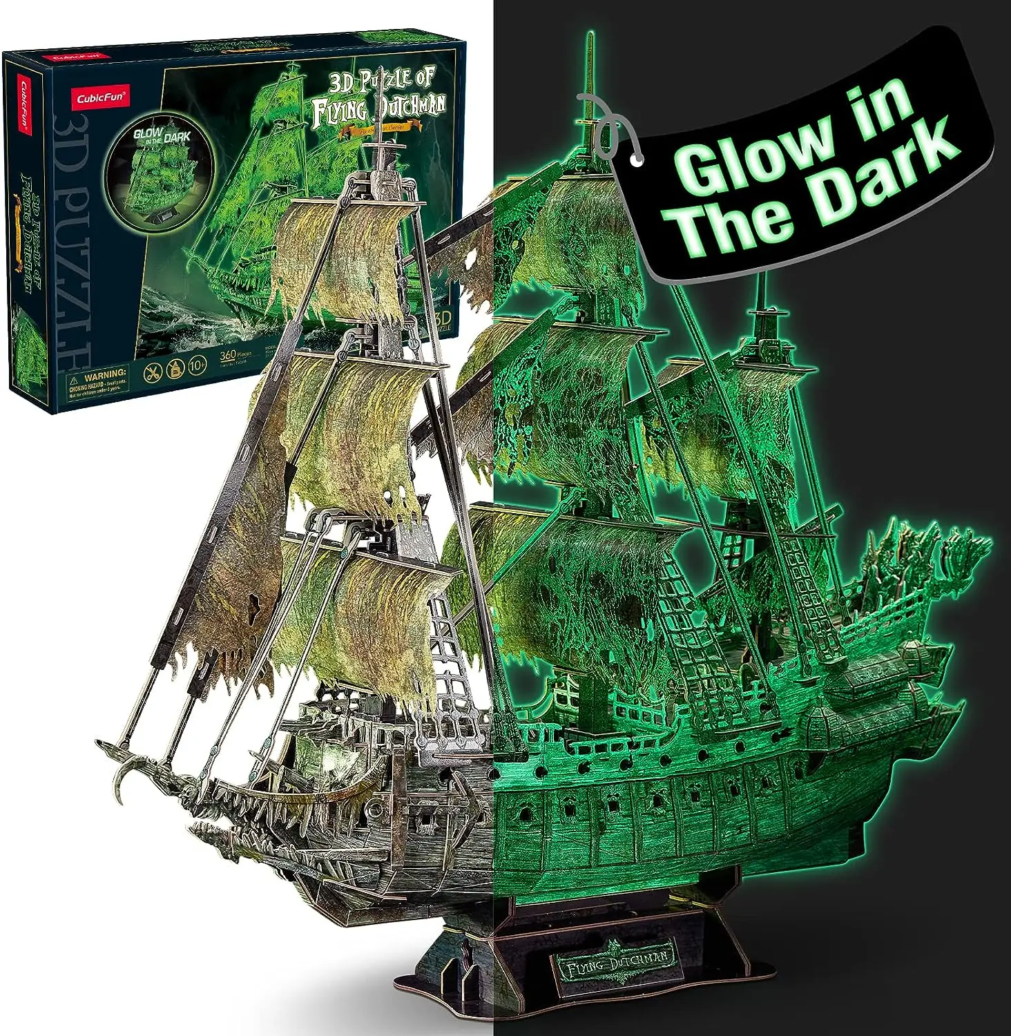 3D Puzzles for Adults Glow in The Dark The Flying Dutchman Luminous Haunted Pirate Ship Arts for Adults Model Kits Ghost Ship