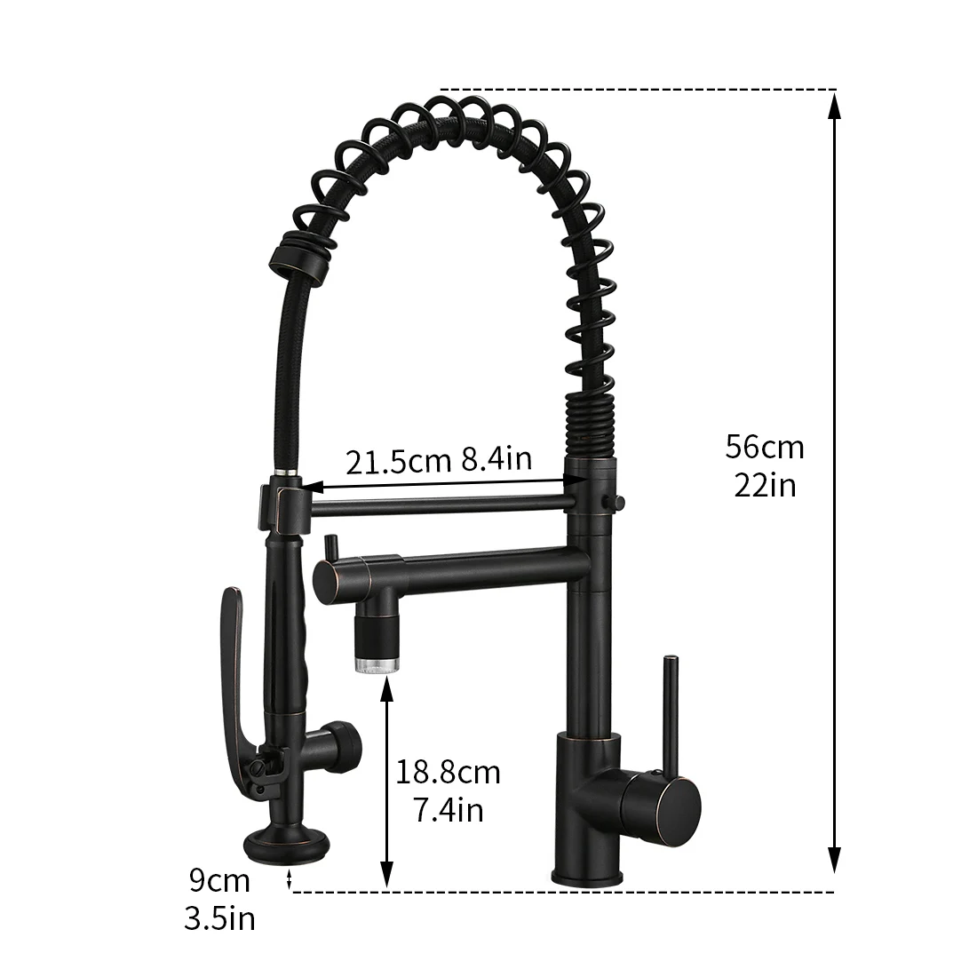 FLG:ORL512 오일 러브드 브론즈 메탈 1홀 360도 회전 스파우트 주방 믹서 탭 3색 LED 조명 포함