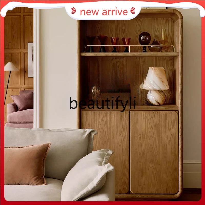 

D2520 Solid wood wine cabinet Modern log model room partition decorative cabinet