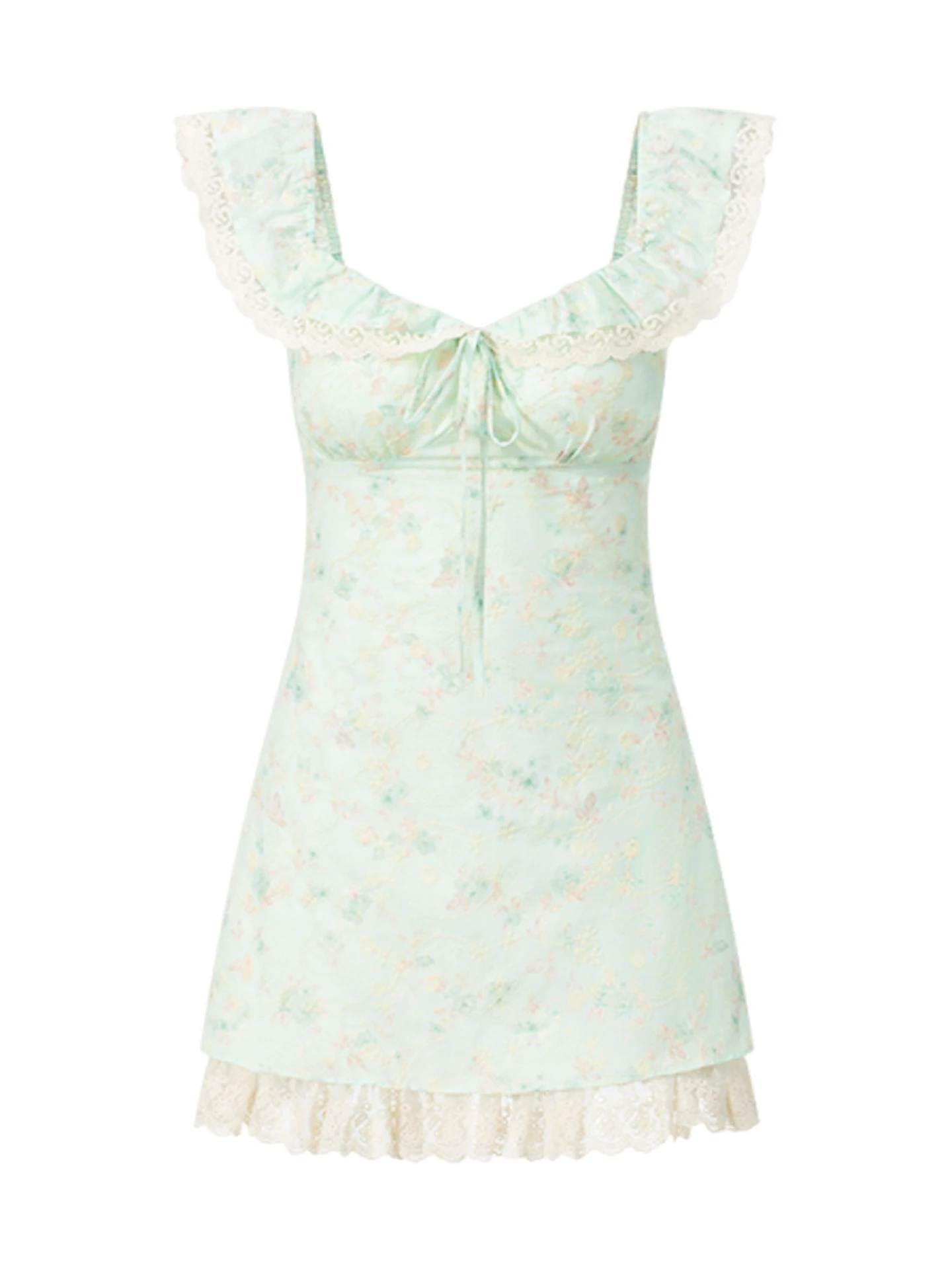 Słodka Spódnica Koronkowa w Kwiaty dla Kobiet, Letnia Nowość, Wysoki Stan, Krój A-Line, Mieszanka Poliestru i Bawełny