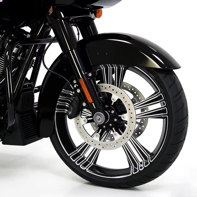 High Performance Gloss Black Machined Line Multi Spoke Motorcycle RIM Custom Wheel  Modification Part for Touring 2008