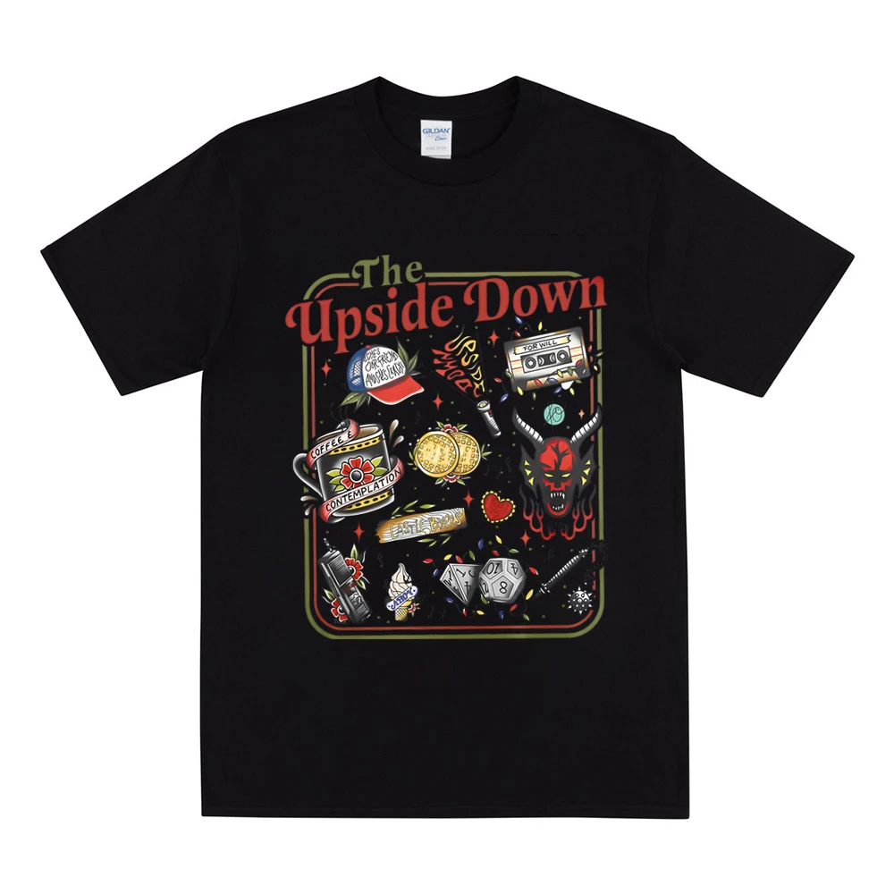The Upside Down T-shirt Funny Women Men Hawkins Clipart Graphic Tee Stranger ST5 Inspired Demogorgon Shirts Trendy Gothic Tops