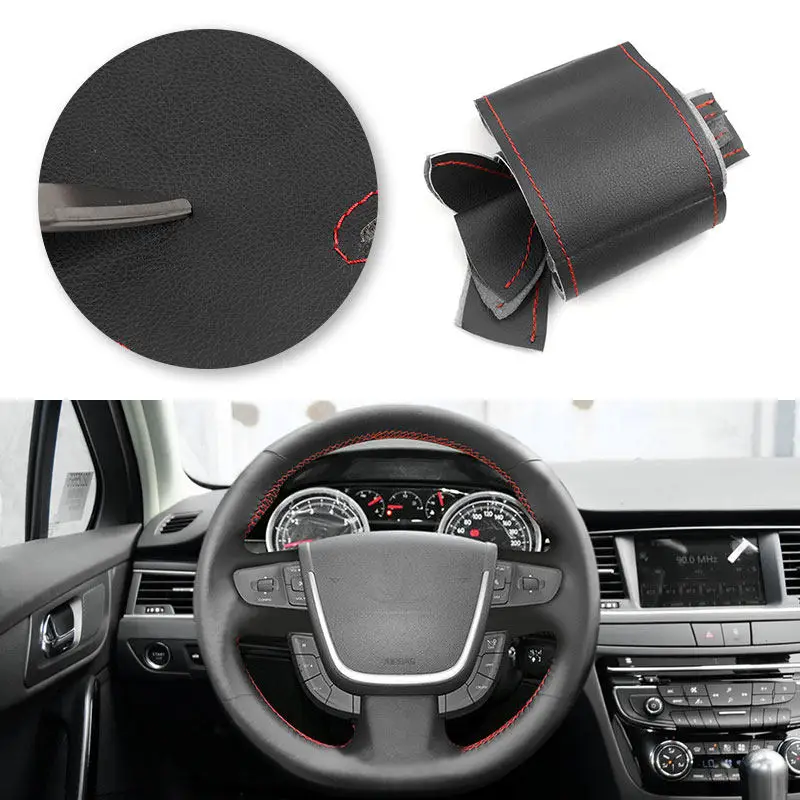 Car Interior Accessories Interior Microfiber Leather Steering Wheel Cover Trim For Peugeot 508 / 508 SW 2011 2012 2013 2014-2018
