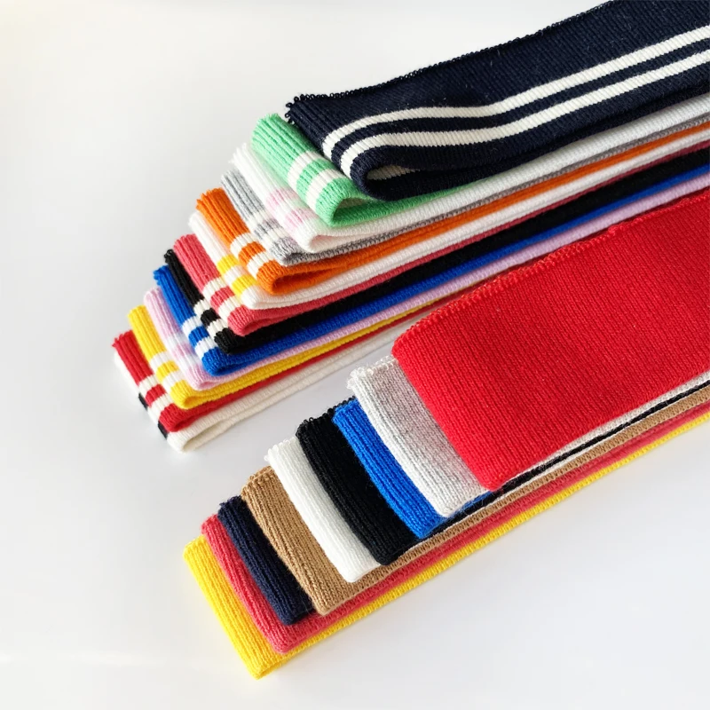 80cm long cotton stretch plain knit rib trim fabric, suitable for DIY cuffs round neck V-neck T-shirt baseball jacket