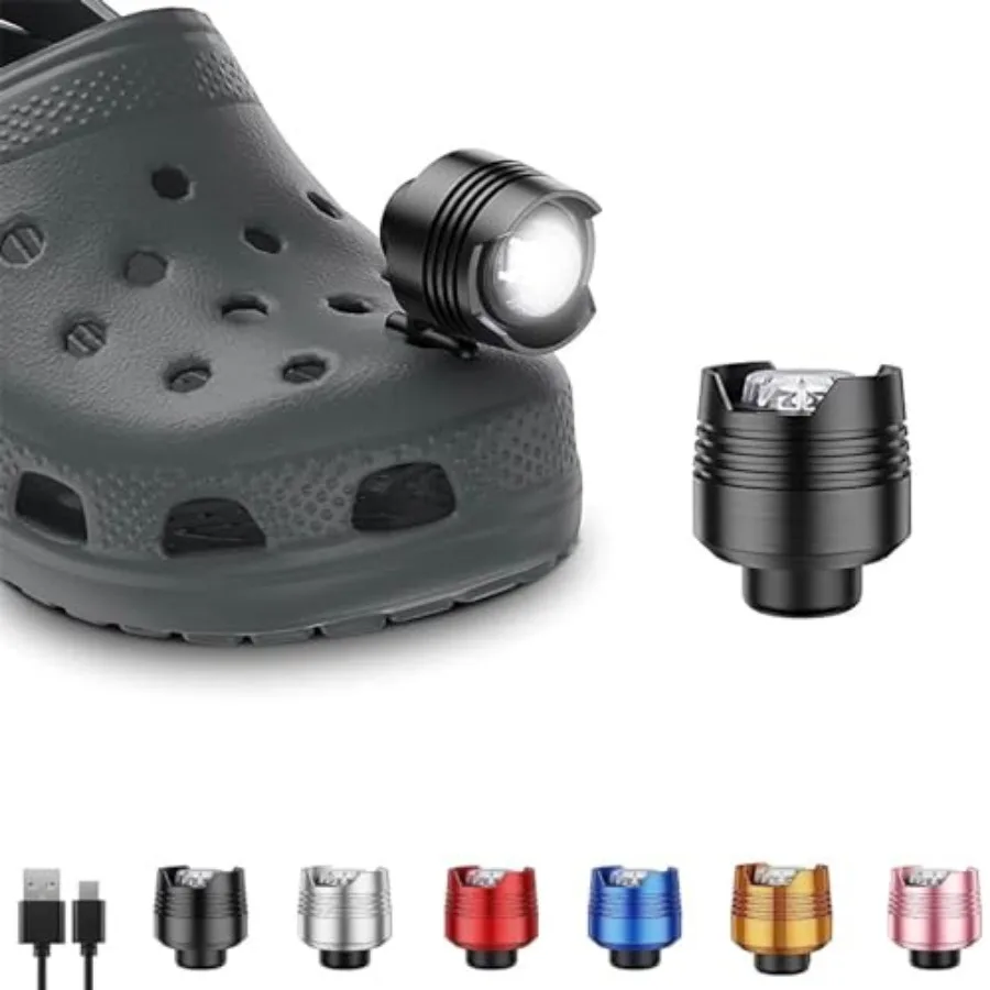 

Rechargeable Headlights for Clog 2PCS, Flashlight Clog Charm Attachment Accessories for Shoes with 3 Light Modes for Dog Walkin