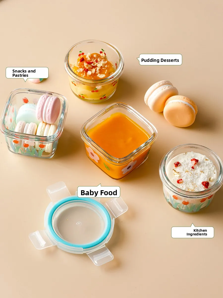 

Square Glass Food Storage Container Microwave Se Sed Bowl with Lid for Fruits And Snas Refrigerator Organizer