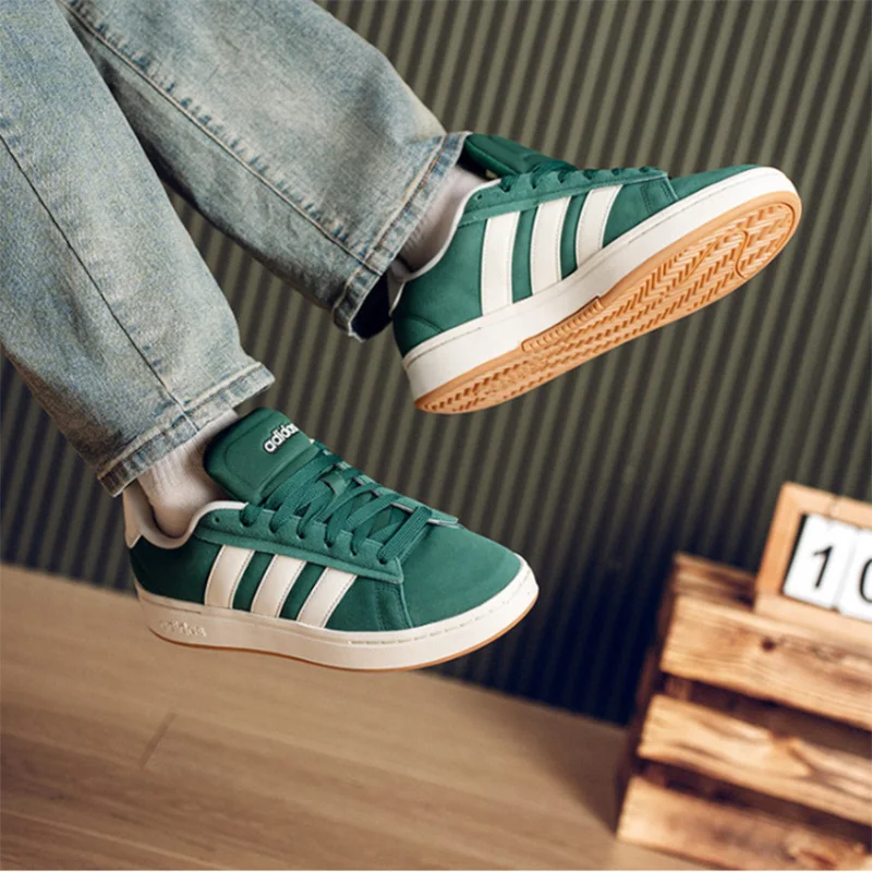 Zapatillas Adidas Retro Suede Skate verde oscuro con tres rayas, zapatillas informales para caminar, para hombre y mujer JP8734