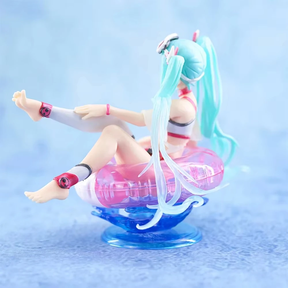 Hatsune Miku Anime Figure Aqua Float Girls Elaina Action Figure Kawaii Sit Swimming Ring Girl Figurine Collectible Toys