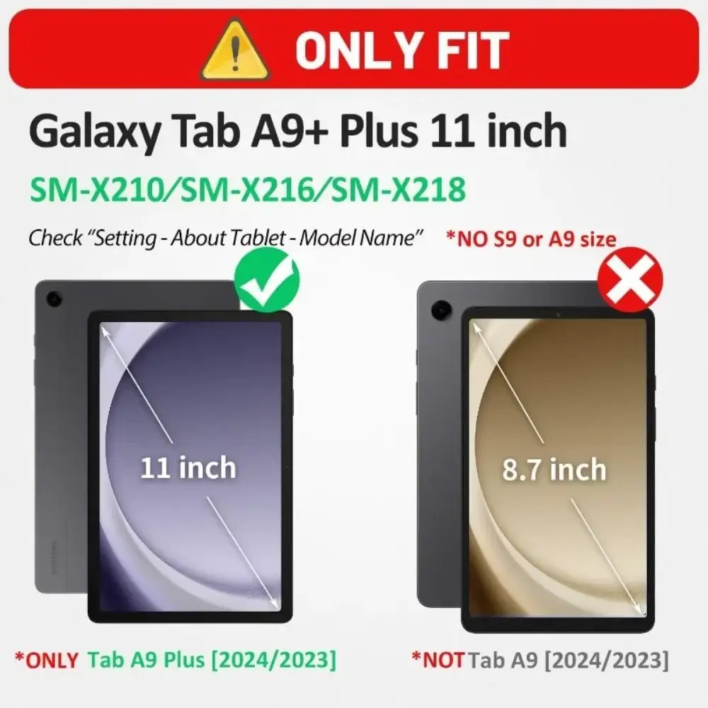 Capa de silicone com alça de ombro criativa, capa à prova de choque para tablet de 11 polegadas, capa macia para Galaxy Tab A9 + 11"