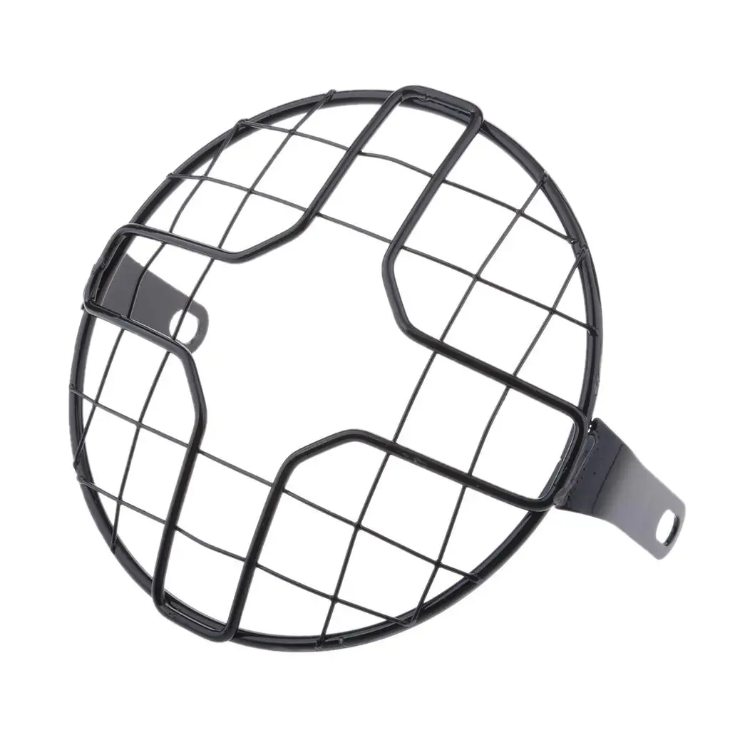 Motorcycle 7inch 175mm Headlight Mesh Grill Side Mount Universal Head Lamp Cover