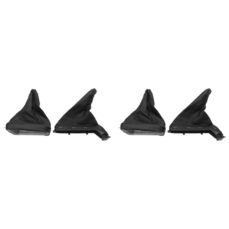 4Pcs Car Handbrake Gear Shift Boot Gaiter Gaitor Pu Leather Black For Opel Astra G Zafira A Vauxhall 1998-2004