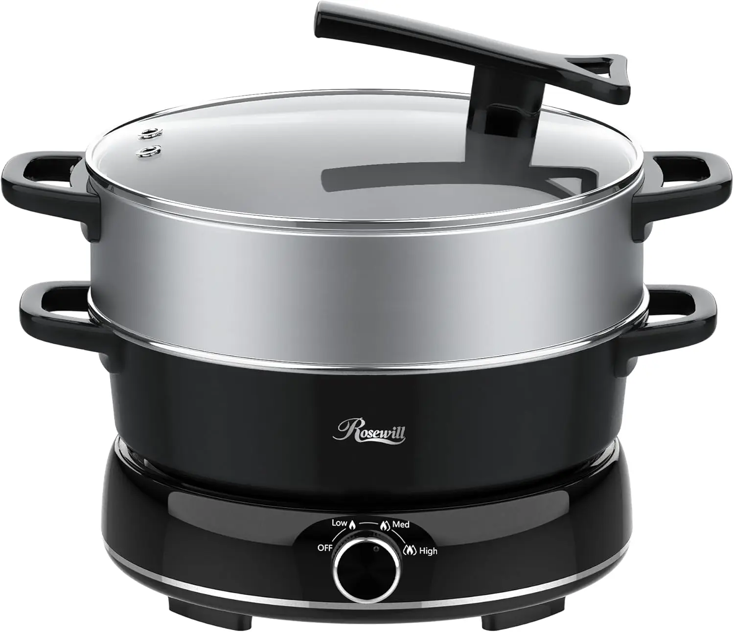 

12.7 QT Electric Hot Pot Slow Cooker with Multiple Functions, Split Design with 11.8 inch Wider Cooking Pot and SUS Steam
