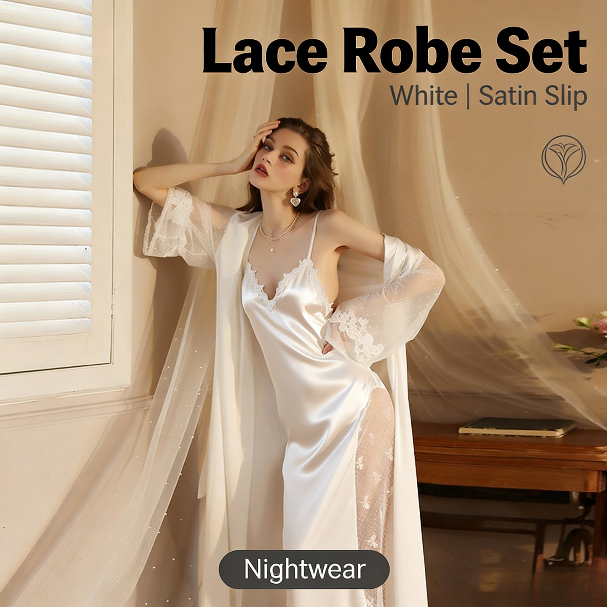 

Ночная рубашка из ледяного шелка, удлиненный халат, пижама, женская атласная домашняя одежда с длинными рукавами, тонкий комплект