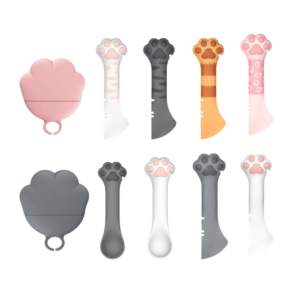 Cucchiaio in scatola per animali domestici adorabile Design della zampa adorabile cibo per gatti in Silicone coperchio coperchio cucchiaio barattolo