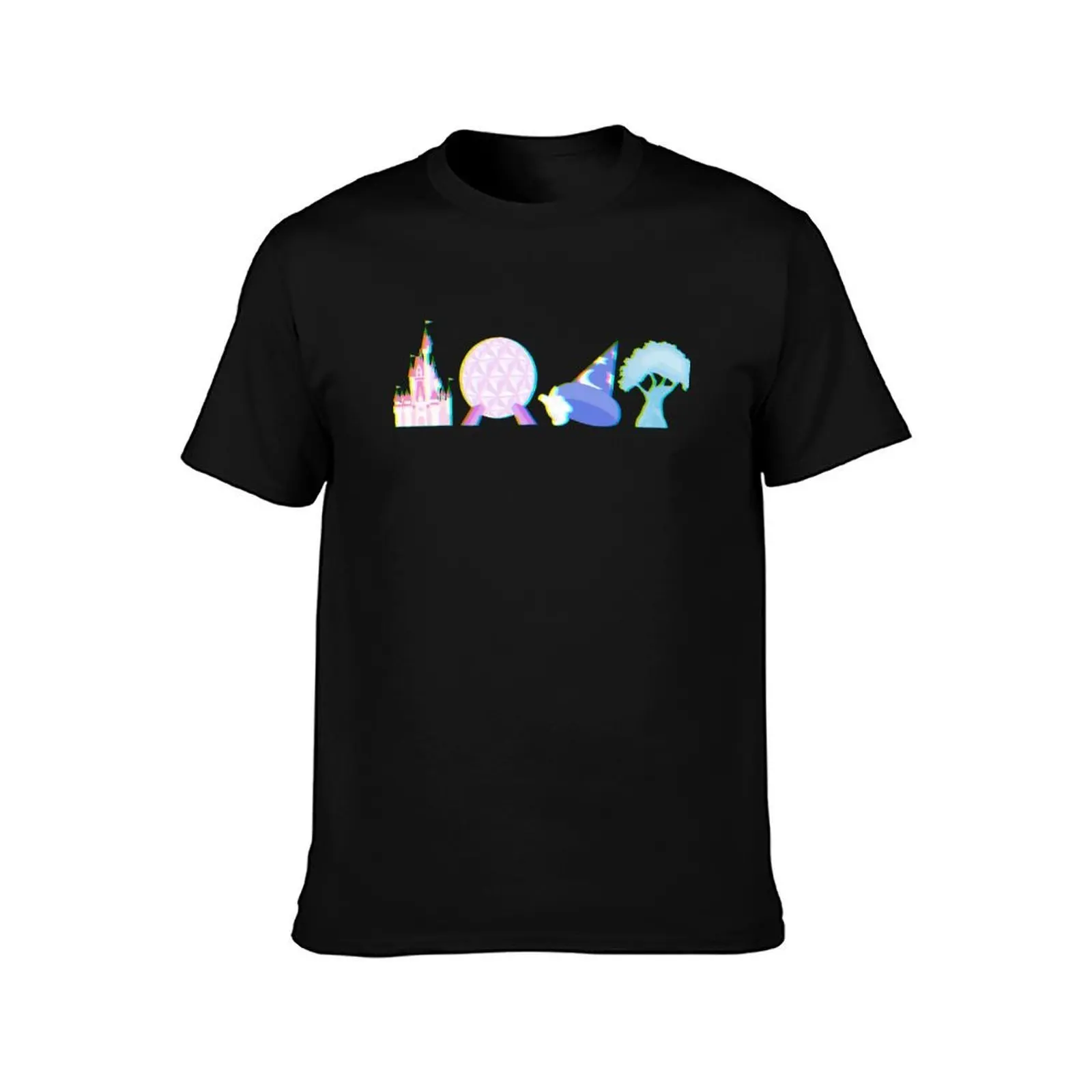 Glitched Four Park Icons T-Shirt, Summer Casual Cotton Tee, Oversized Streetwear Tops, Vintage Graphic Print, Unisex Men Women