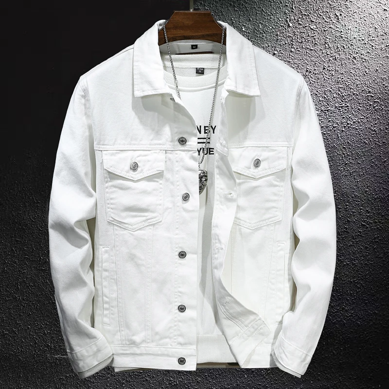 White Armygreen Classic Vintage Denim Jacket Men's Street Fashion Japanese Casual Coat Male Brand Jean Jackets Plus Size 5XL