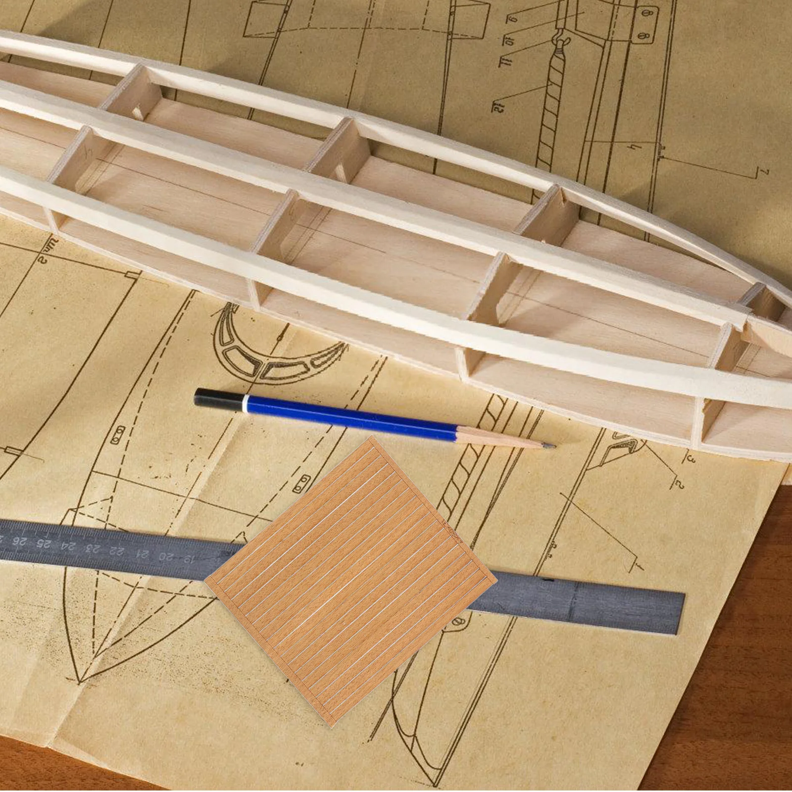 

80Pcs Solid Wood Boat Decking Strips Easy Assembly DIY Sea Deck Material Mini Wood Flooring for Mini Boat Accessories