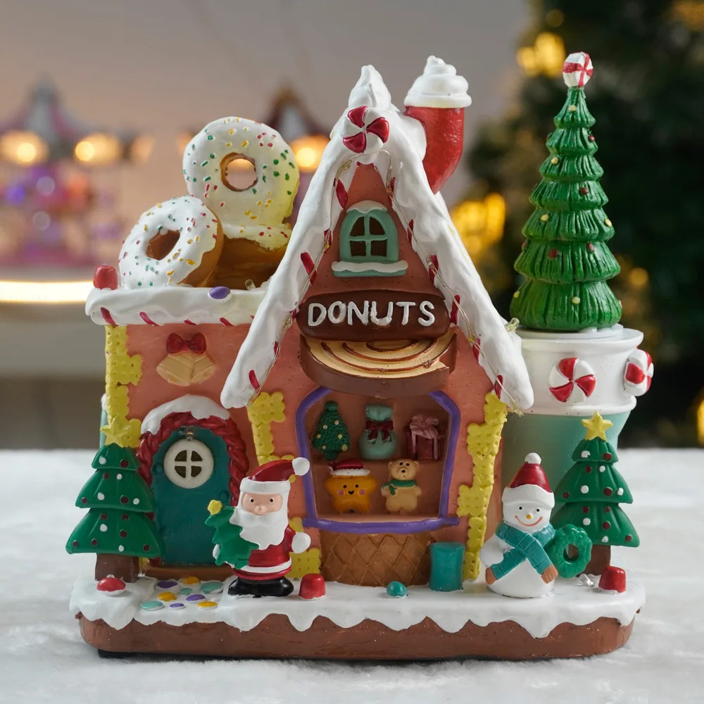 Christmas gingerbread music house crafts ornament rotating  tree gift box
