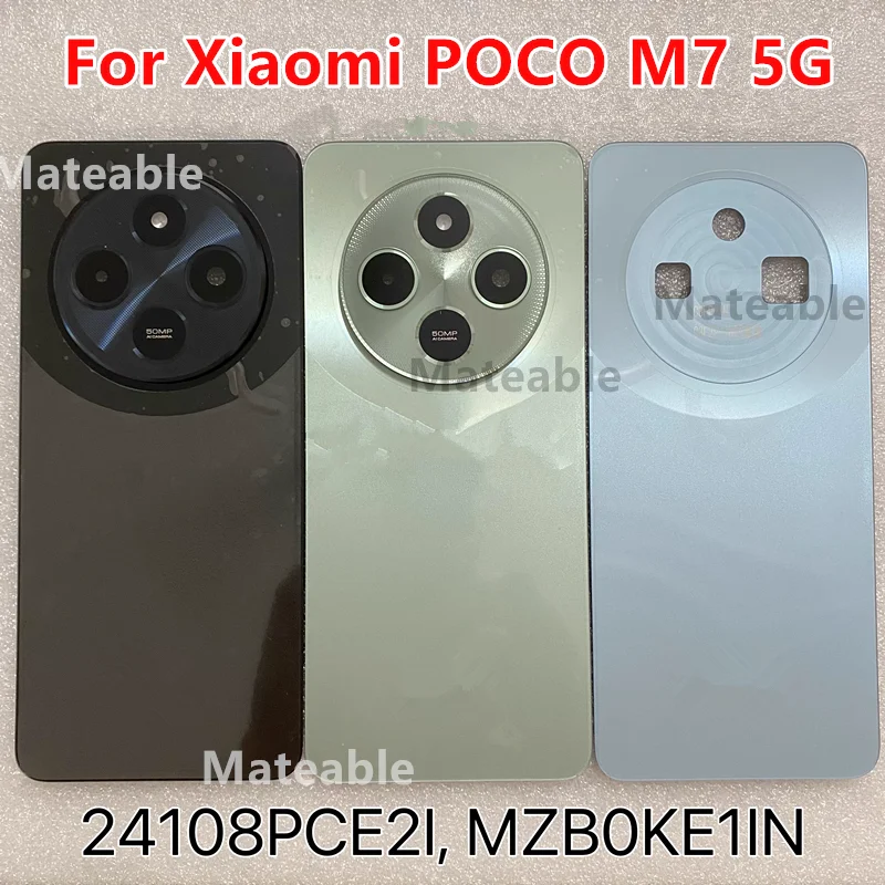 M7 5G Battery Back Cover For Xiaomi POCO M7 5G Rear Housing Case Replace Phone Repair Spare Parts + Camera Lens