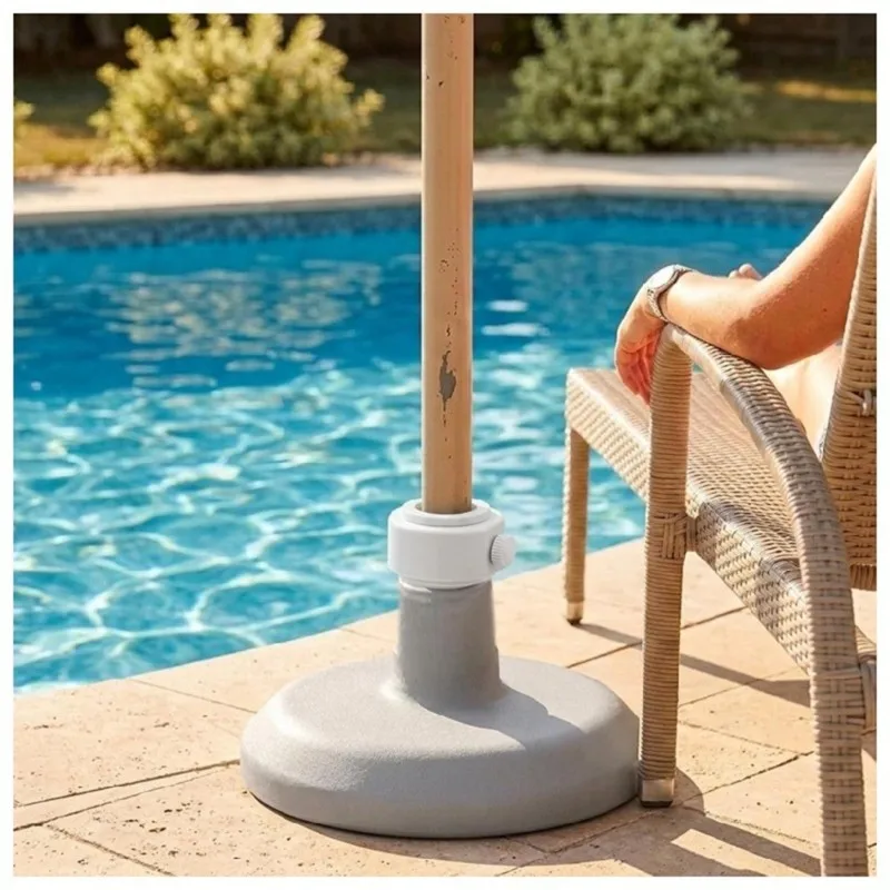Dual Size Fit Plastic Garden Courtyard Umbrella Stand Set-3.43/3.81Cm Poles