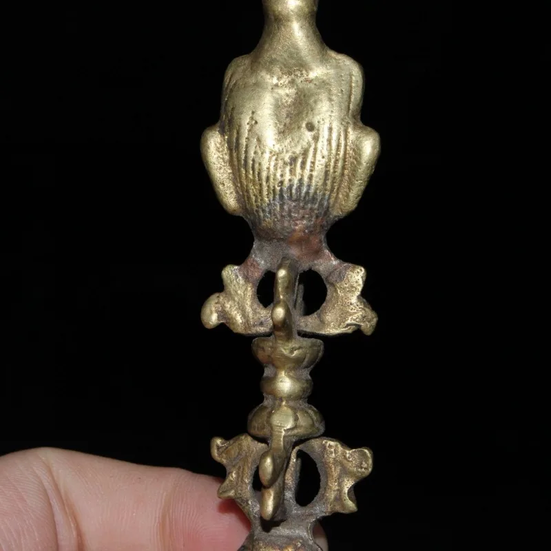 Collectible Tibet Old Bronze Carved Vajra Jiang Mochu Sculpture Antique Vajra Horse Head Sword Statue Home Decor Art Collection