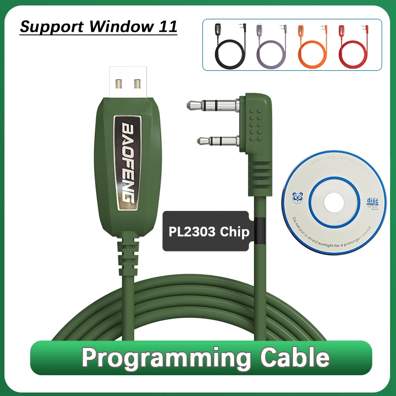 UV-K6 USB Programming Cable PL2303 Chip Support Window 11 for UV17 Pro GPS UV-21 M-5R UV5RH Pro Max Driver Free Radio Accessorie