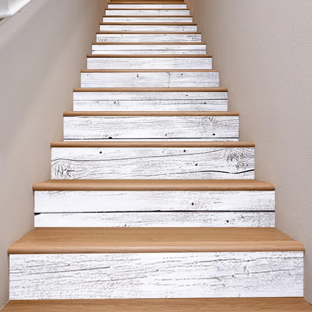 

6 Pcs/13 Pcs Stair Stickers Riser Staircase Sticker For Stairway Covering PVC Home Staircase Renovation Staircase Decor Treads