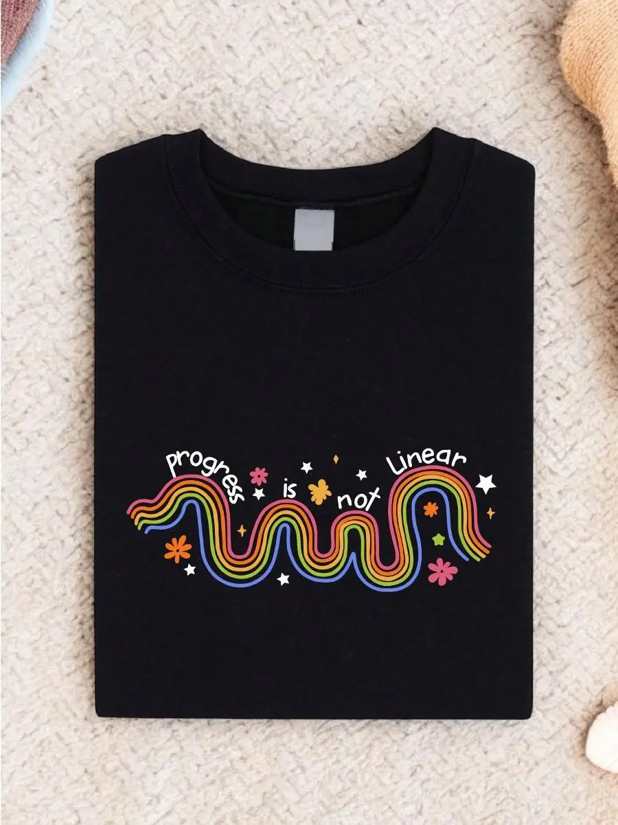 Progress Is Not Linear Shirt, Mental Health Awareness T-Shirt, Motivational Therapy Shirt, Inspirational Recovery Shirt, Growth Journey Tee FZ-1022