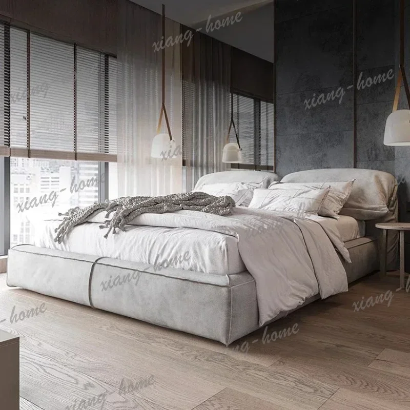 LJY Furniture For Bedroom Cama De Casal Lit 2 Personnes Modern Frame Double Bed 1150 X 200 Bed Frosted Cloth Queen Luxury