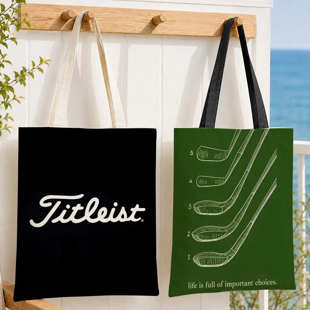 Bolsas de almacenamiento marca T-Titleist, bolso de lona para mujer, bolso de hombro de gran capacidad para ir de compras a la escuela