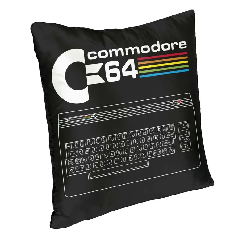 Soft Commodore 64 Throw Pillow Cover Home Decorative Custom Square C64 Amiga Computer Cushion Cover 40x40 Pillowcase for Sofa