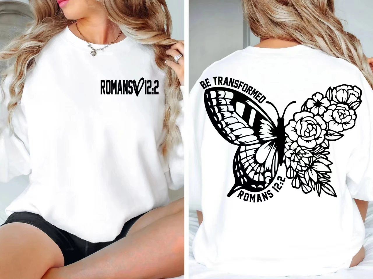 2024 New Faddish Casual Women Sweatshirt Fashion Vintage Butterfly Rose Female Sweater Stylish Art Freshness Comfort Girl Tops