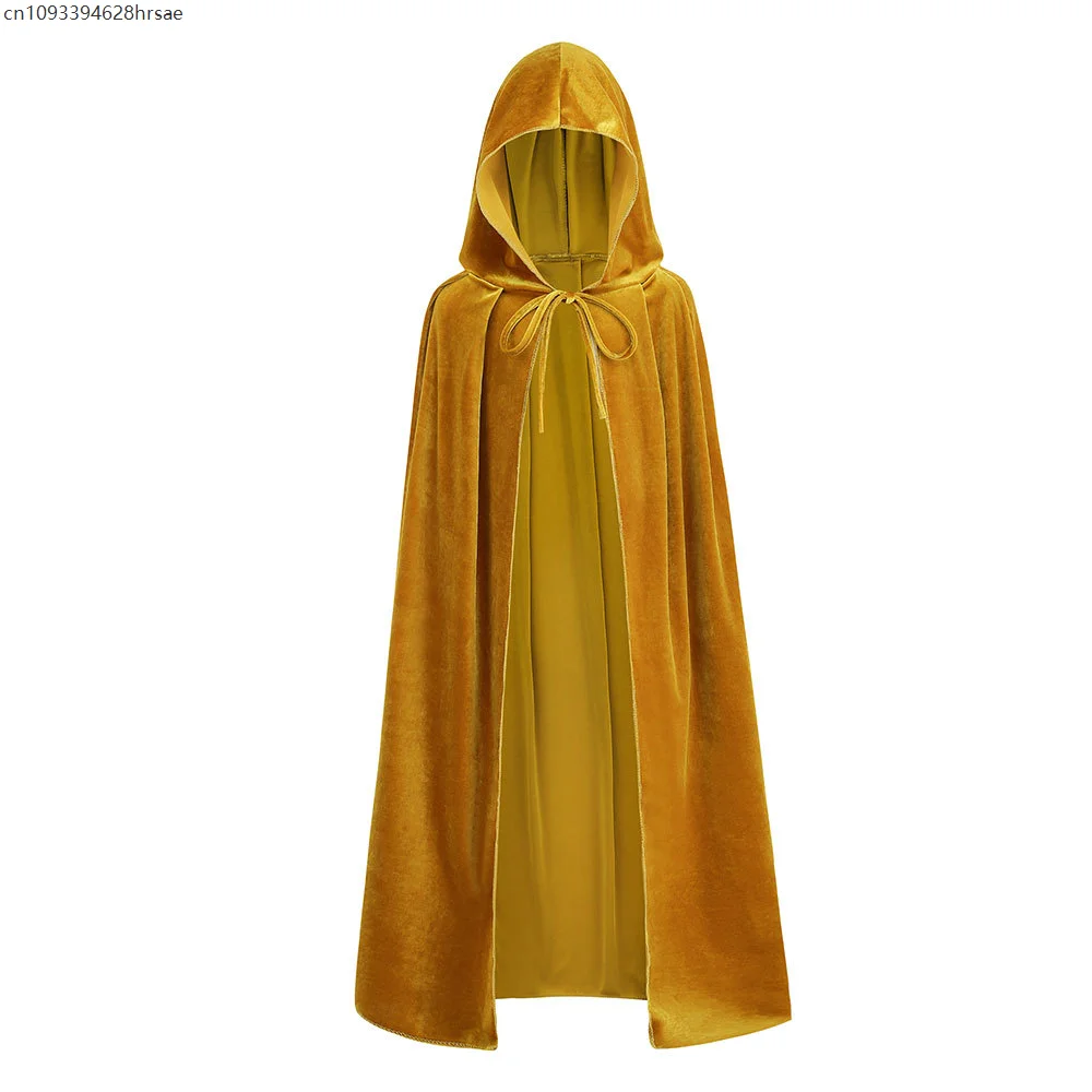 

ChildrenMedieval Velvet King's Golden Cape Halloween Cosplay Hooded Cloak Boys Girls Elf Purim Witch Vampire Elf Party Dress
