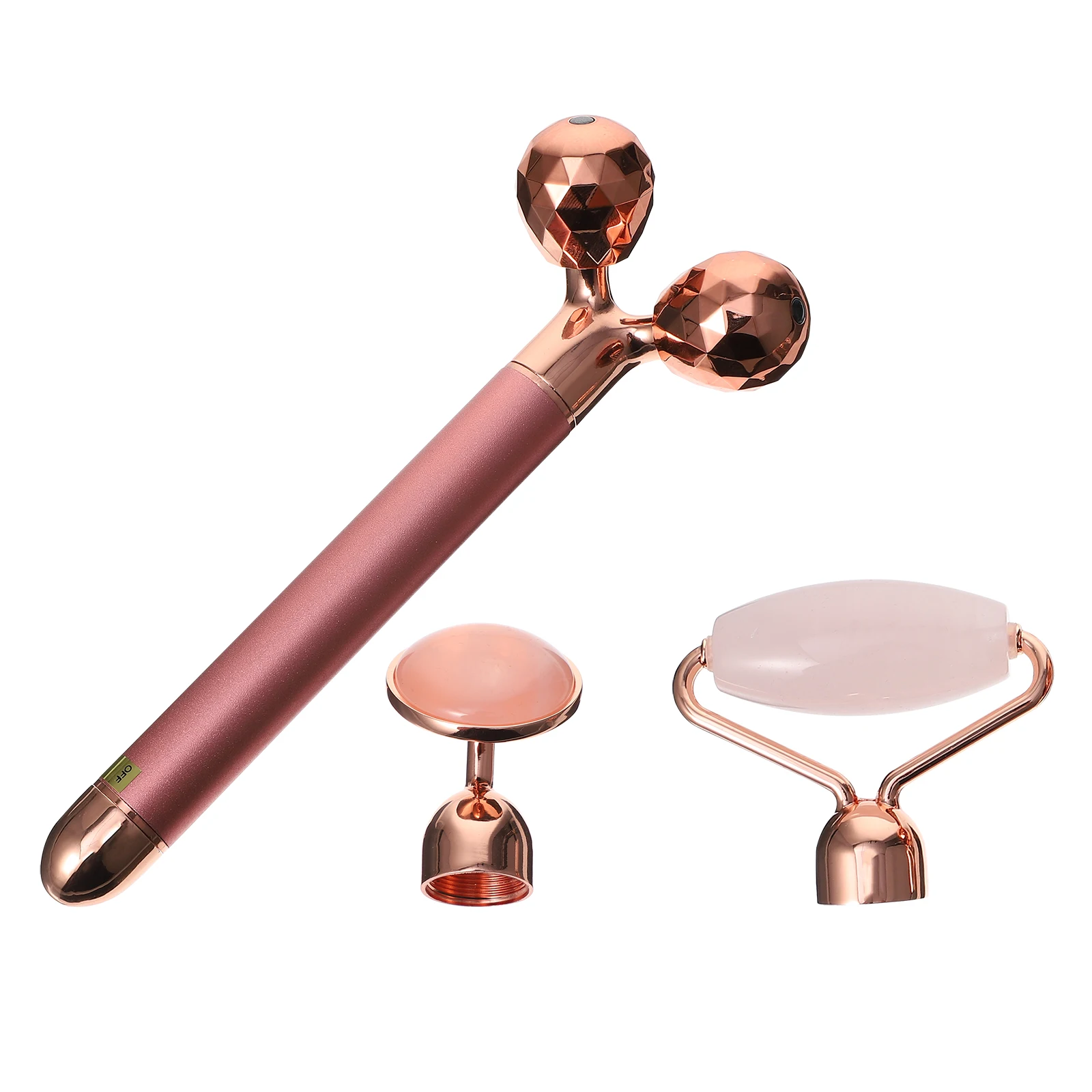 

3-in-1 Jade Face Roller Kit Electric Massaging Tools Facial Scraping Supplies Anti-Aging Skin Smoother Zinc Alloy Design