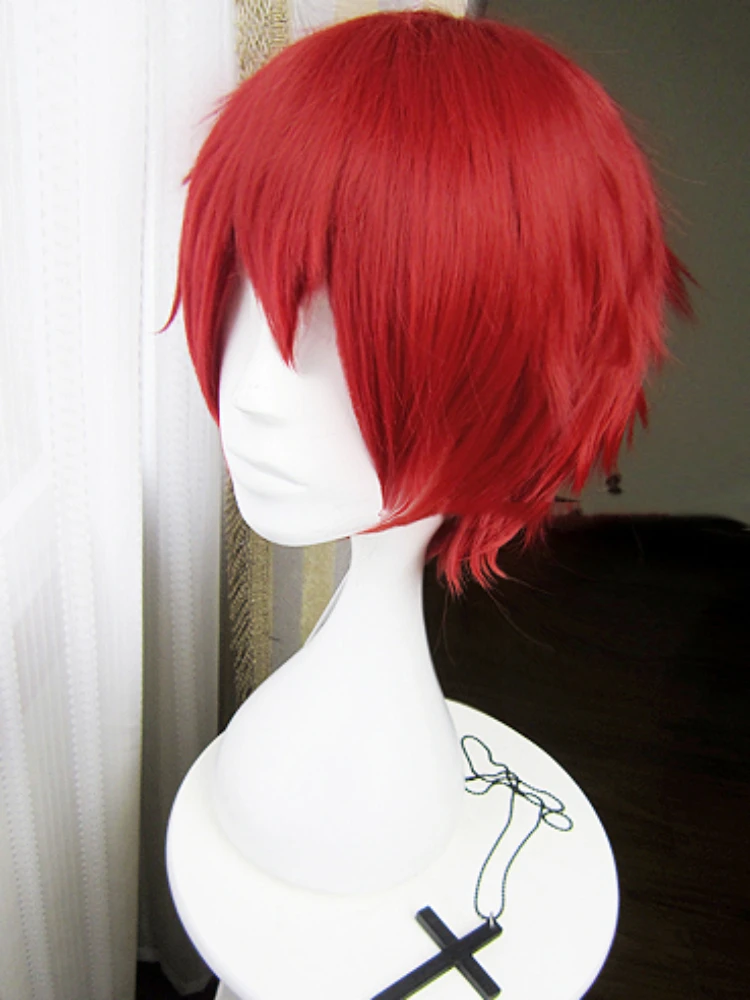 Perruque de Costume de Cosplay Rouge Flamme Courte, Karma Akabane Akashi Seijflats Sasori