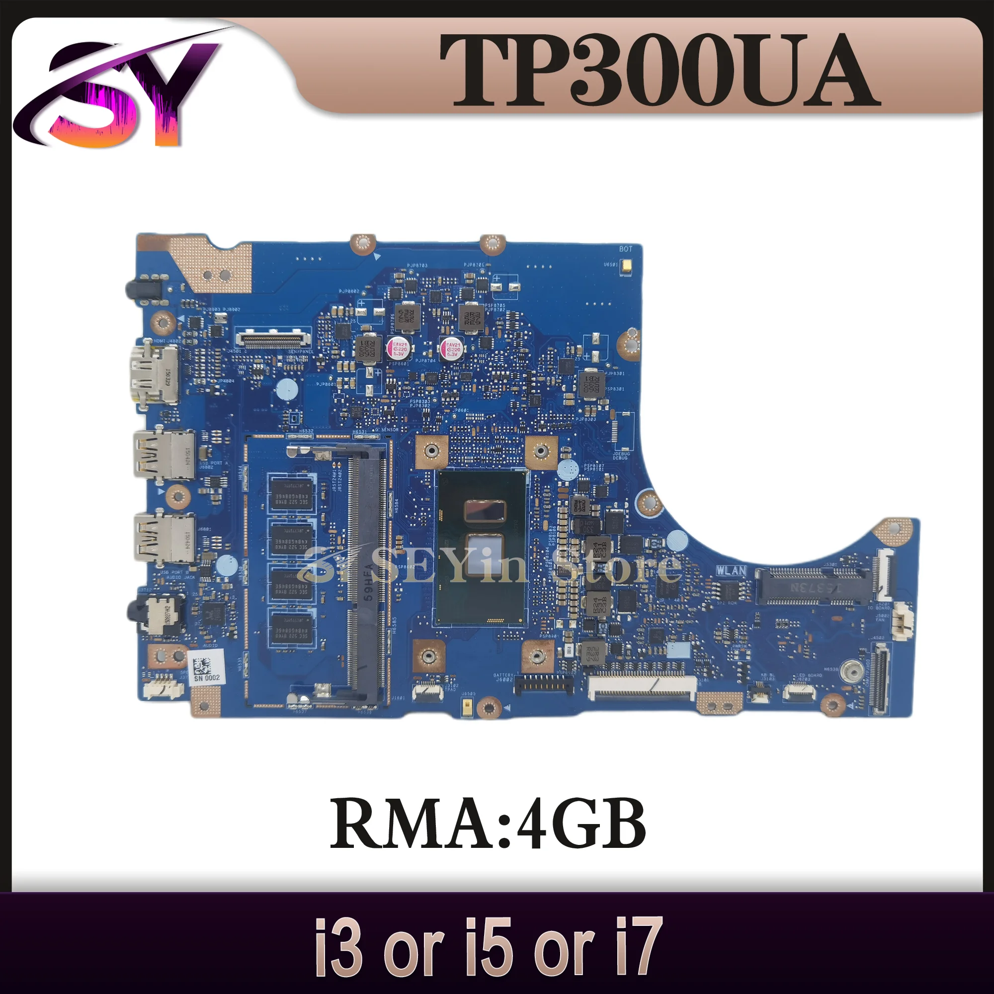 Notebook Mainboard For ASUS Transformer Book Flip TP300UA TP300U Q300U Laptop Motherboard i3 i5 i7 4GB/RAM MAIN BOARD