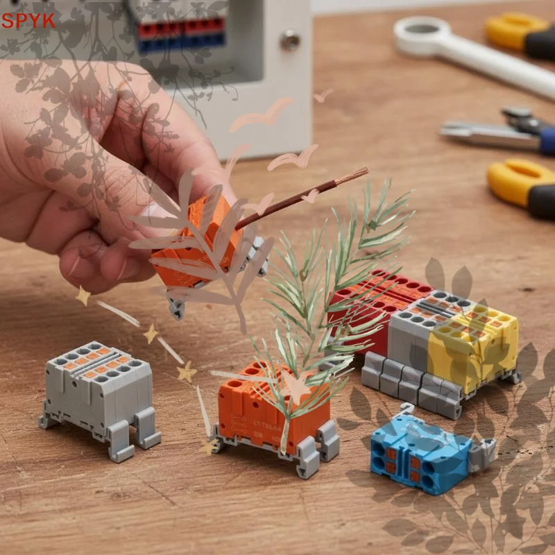 Splicing DIN Rail Push In Spring: Terminal Block Multi Input Output Wire Quick Connector