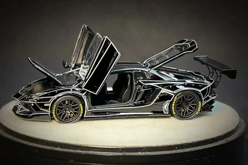 PGM 1:64 For Aventador LP700 LB Black Burst Simulation Limited Edition Alloy Metal Static Car Model Gift