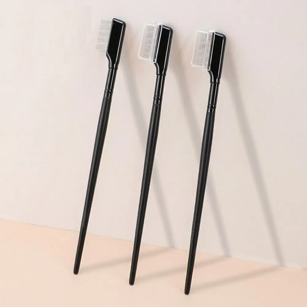 Comb Stainless Steel Cosmetic Tools Brow Comb Eyelash Brush Curler, Makeup Brush Eyelash Comb with Cover Eyelashes Separator