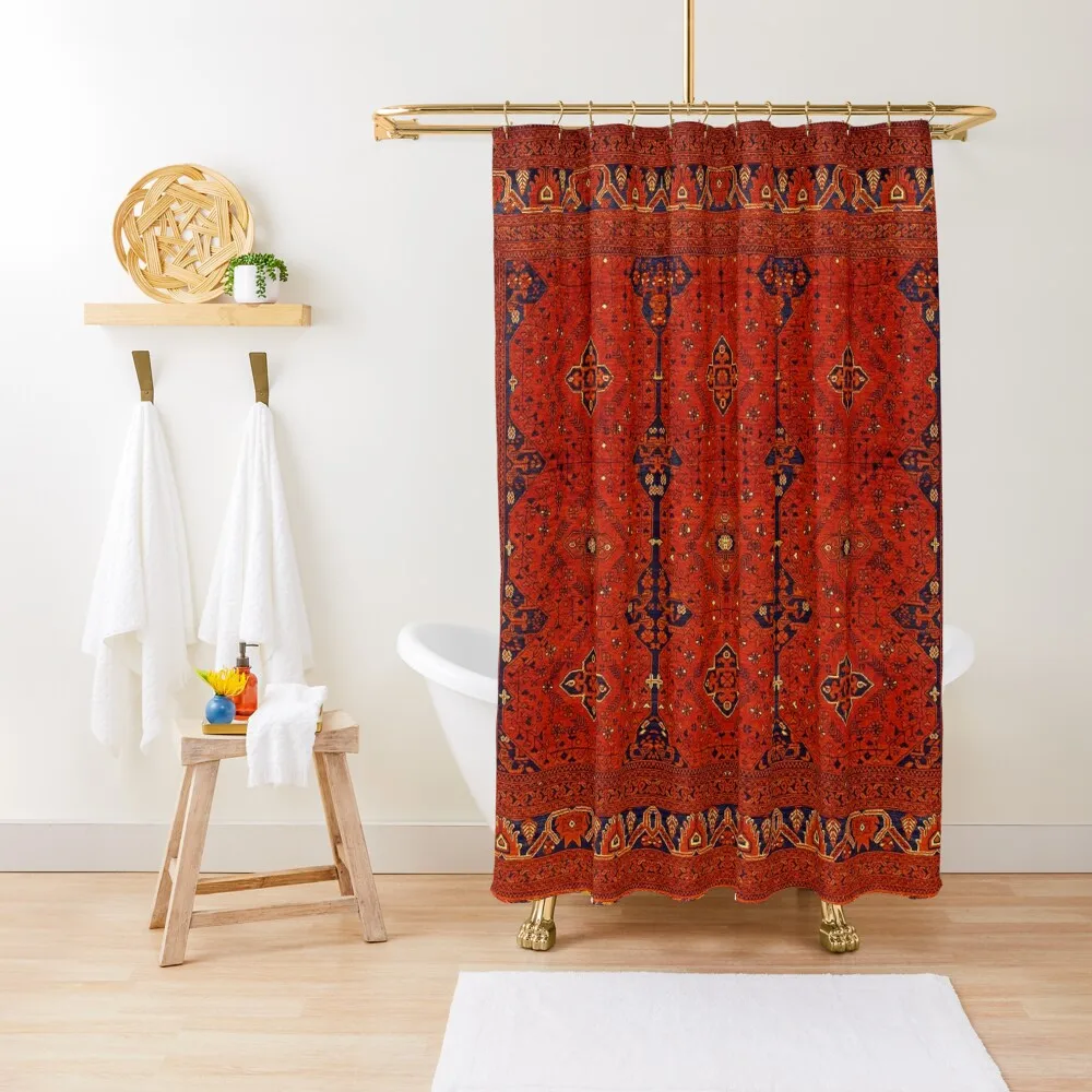 

Red Heritage Berber Traditional Moroccan Style Shower Curtain For The Bathroom Anti-Mold Waterproof Shower Curtain