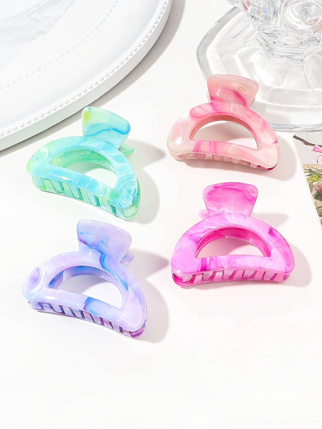 4Pcs Color Square Small Hair Clips for Women Girls,1.6 Inch Small Claw Clips Thin Short Hair,Strong Hold Jaw Clips