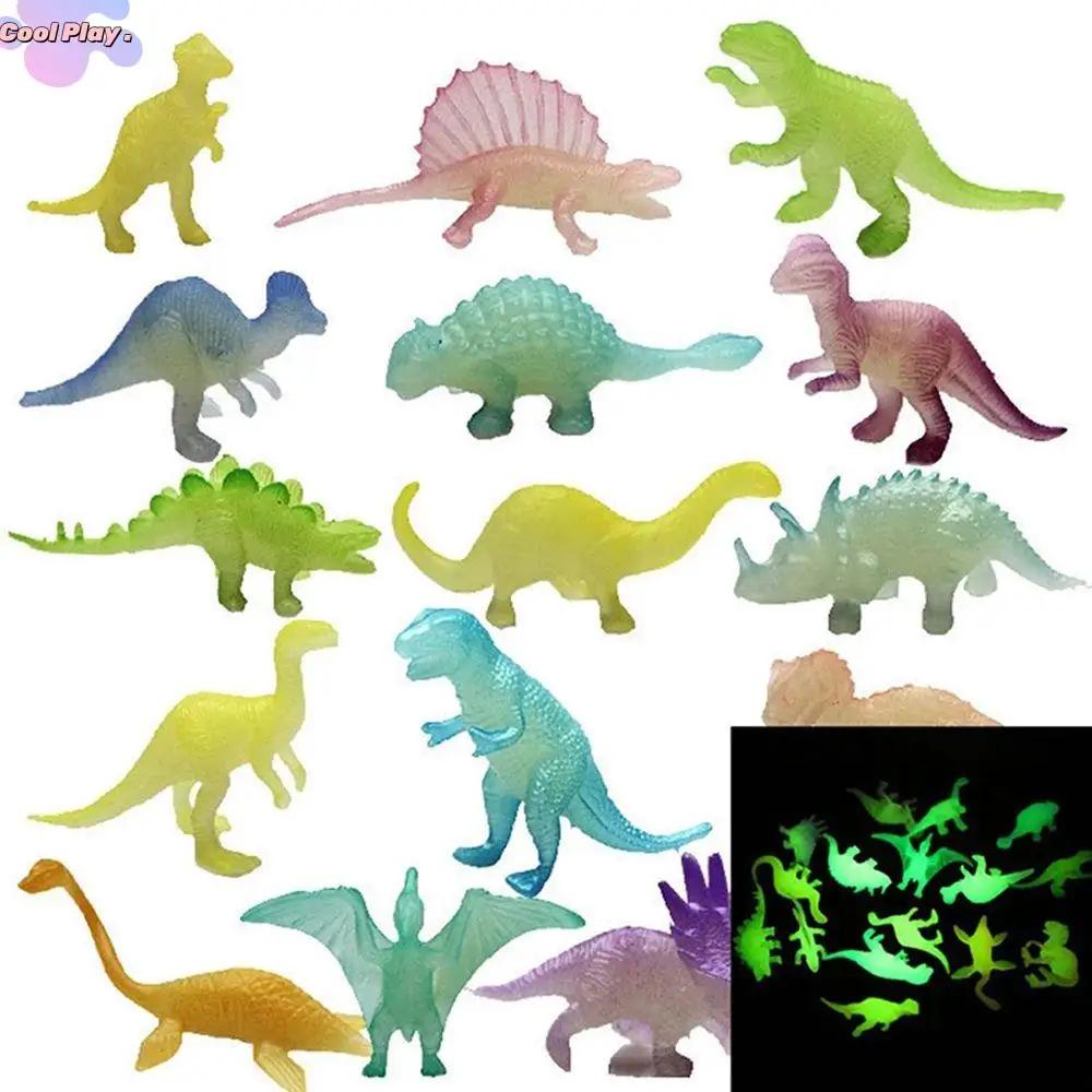 Boy Collectible Mini Dinosaur Model Toy Action Figure Jurassic World Luminous Dinosaur Glow In The Dark Noctilucent Dinosaur