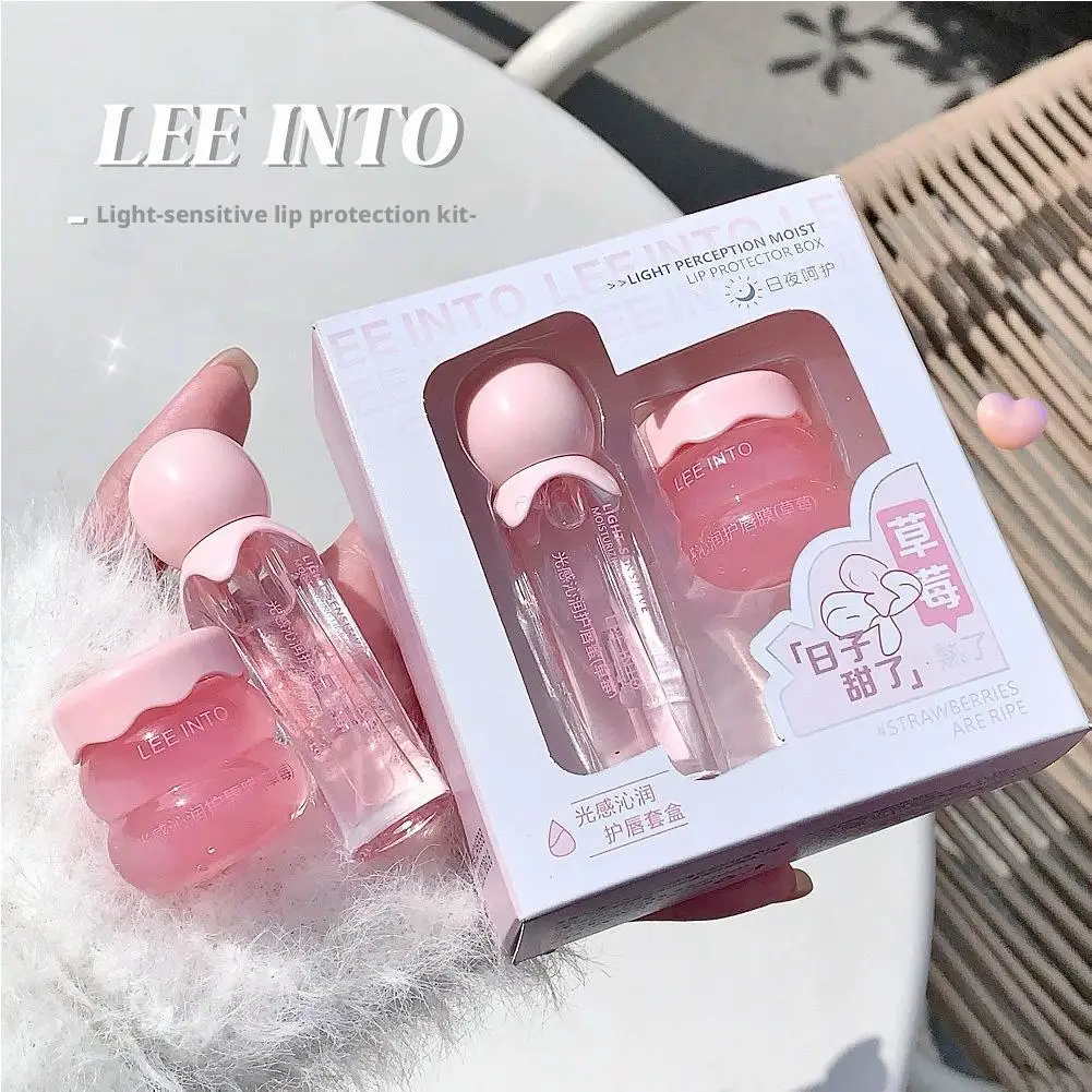 Light Feeling Moisturizing Lip Care Set Hydrating Water Gloss Jelly Lip Mask Day & Night Lip Gloss Lip Balm